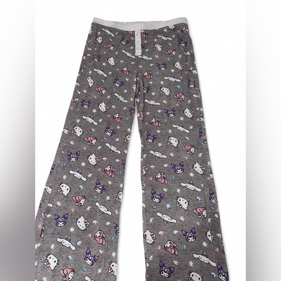 Hello Kitty Other - Hello Kitty Girls' Gray Pajama Pants with Pink & Purple Character Prints